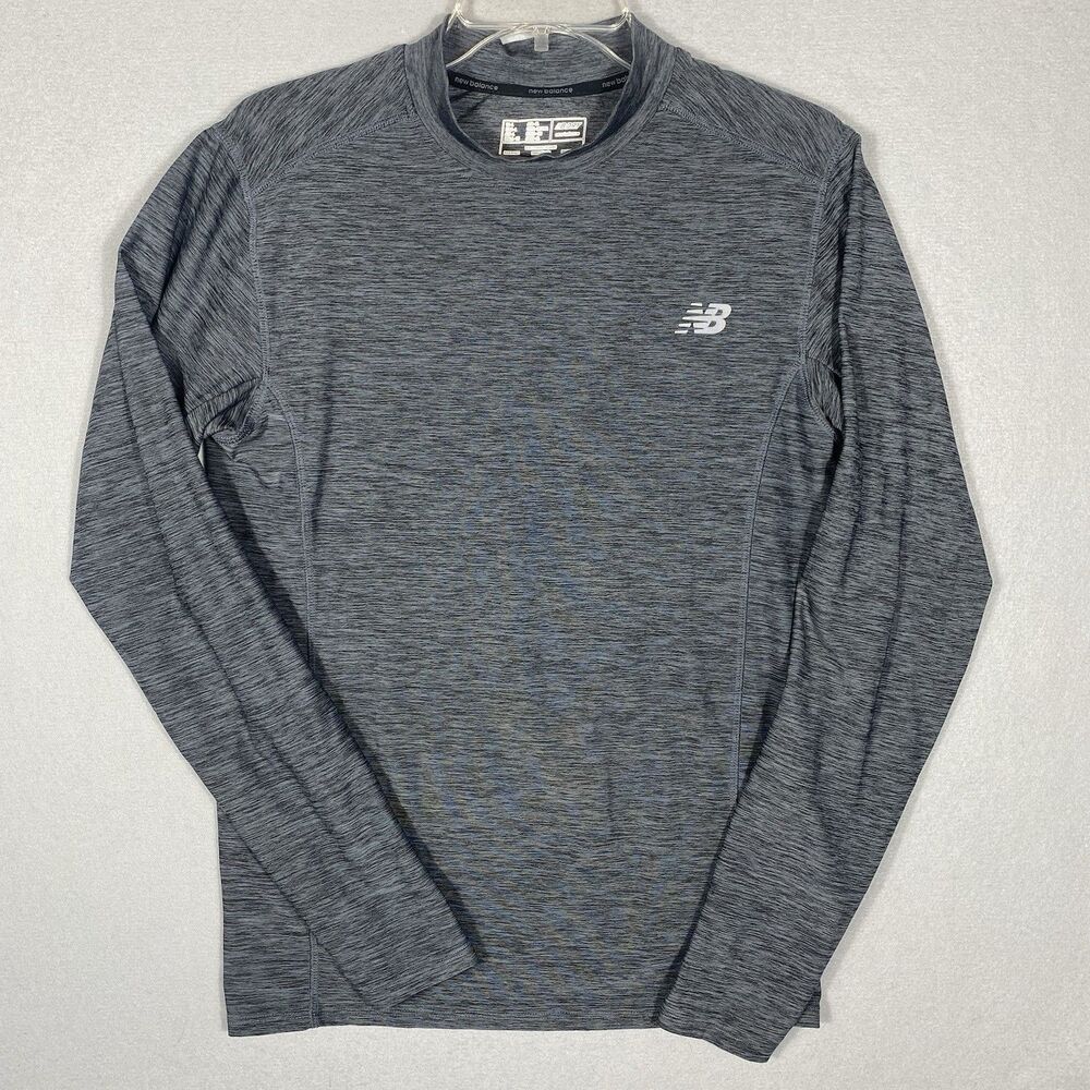 New Balance Mens Large Gray‎ Long Sleeve Athletic Shirt Sleeve Logo